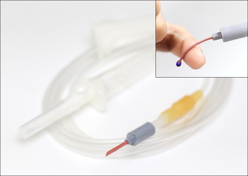 평소에는 단단하다가 체내에 들어가면 체온에 의해 부드러워지는 가변 강성 정맥 주사바늘의 모습. KAIST 제공