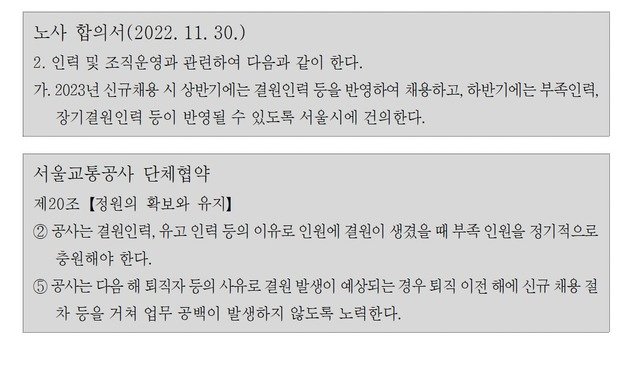 (서울교통공사 노조 제공)