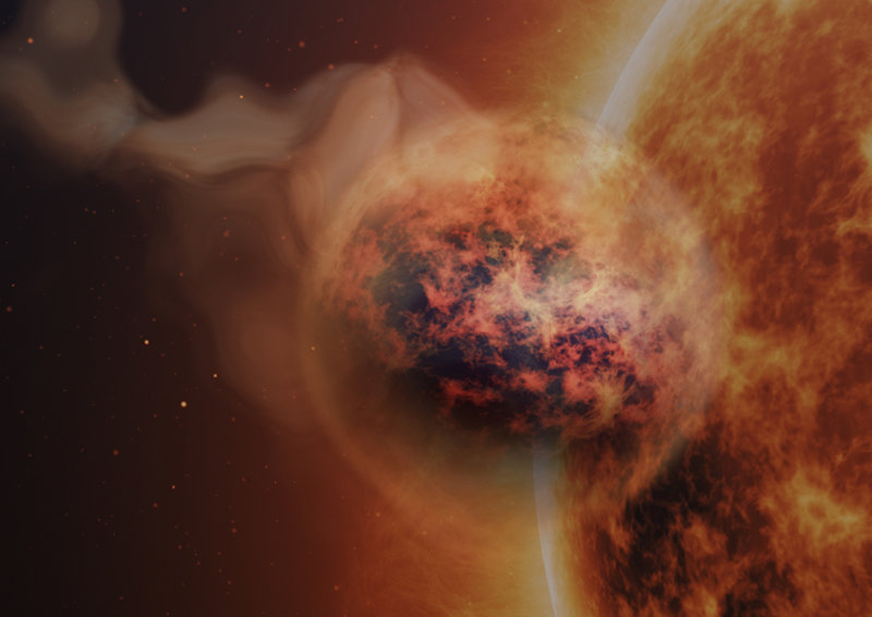 벨기에 루뱅대 연구진이 제임스웹 우주망원경을 이용해 대기 조성 성분을 분석한 외계행성 ‘WASP-107b’의 상상도. 루뱅대 제공