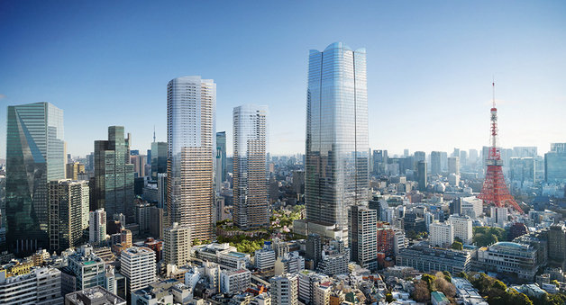 24일 일본 도쿄 미나토구에 높이 330m의 64층짜리 모리JP타워(가운데)가 개장했다. 모리JP타워는 오사카의 아베노하루카스(300m)를 제치고 일본에서 가장 높은 건물로 등극했다. 2023.11.24 모리빌딩컴퍼티 갈무리