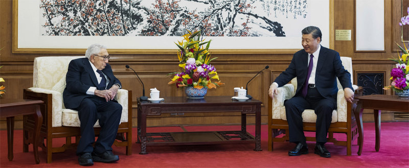 키신저 전 장관은 올해 7월 중국 베이징을 방문해 시진핑 중국 국가주석과도 회동했다. AP 신화 뉴시스