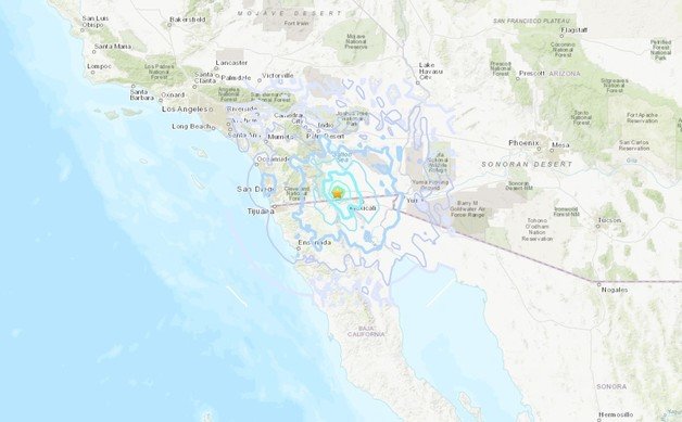 미국 캘리포니아 남부 지역에서 30일(현지시간) 밤 11시43분(한국시간 1일 오후 4시43분)쯤 리히터 규모 4.8의 지진이 발생했다. 출처: USGS