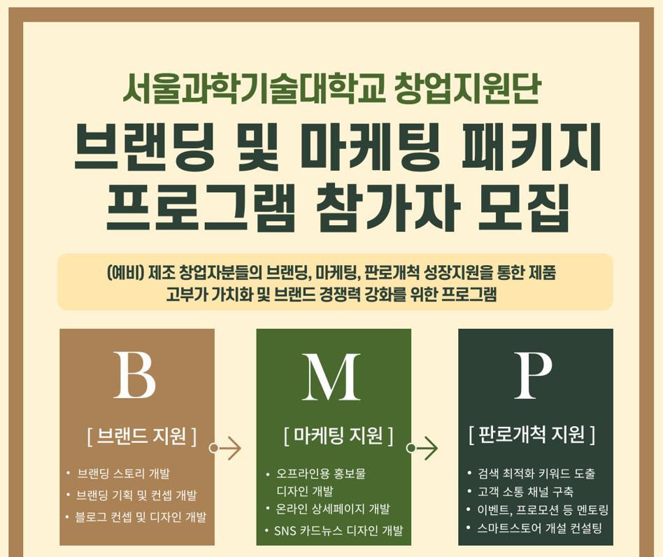 메이커스페이스 브랜딩 및 마케팅 패키지 프로그램 / 출처=서울과기대 창업지원단