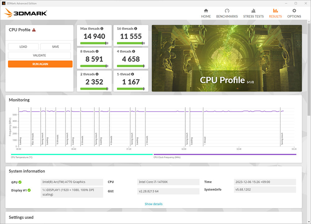 CPU 프로파일 결과에선 AMD 라이젠 9 7900X보다 훨씬 높은 점수를 보여주었다 / 출처=IT동아