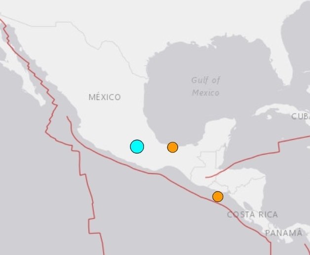 멕시코에서 7일(현지시간) 오후 규모 5.8의 지진이 발생했다. 미국 지질조사국(USGS) 갈무리