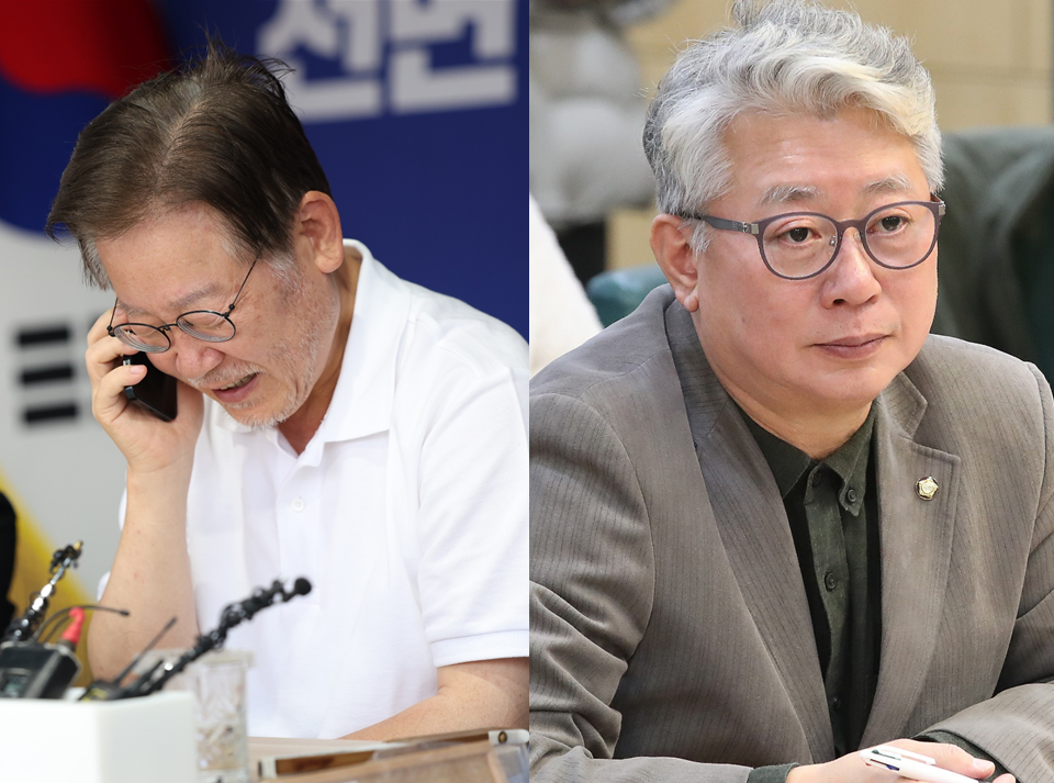 더불어민주당 이재명 대표(왼쪽)과 민주당 조응천 의원. 뉴스1