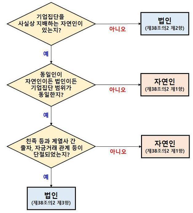 공정거래법 시행령 개정안에 따른 동일인 판단 구조(공정거래위원회 제공) .2023.12.27 뉴스1