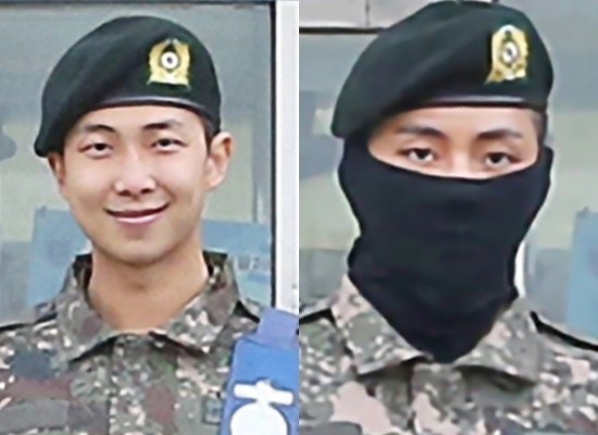 방탄소년단 RM(왼쪽) 뷔. 육군훈련소 홈페이지 갈무리