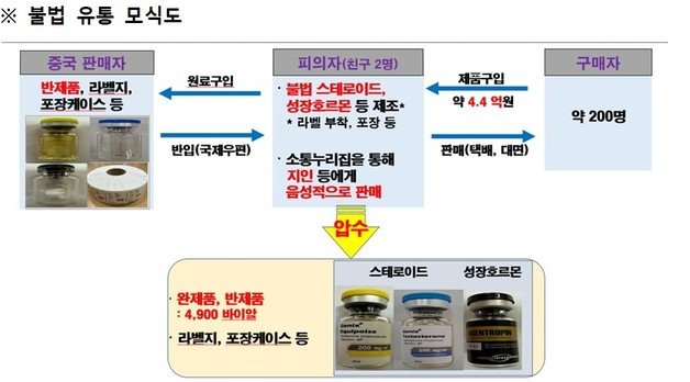 ‘불법 스테로이드 제조·판매’ 유통 모식도/식약처 제공