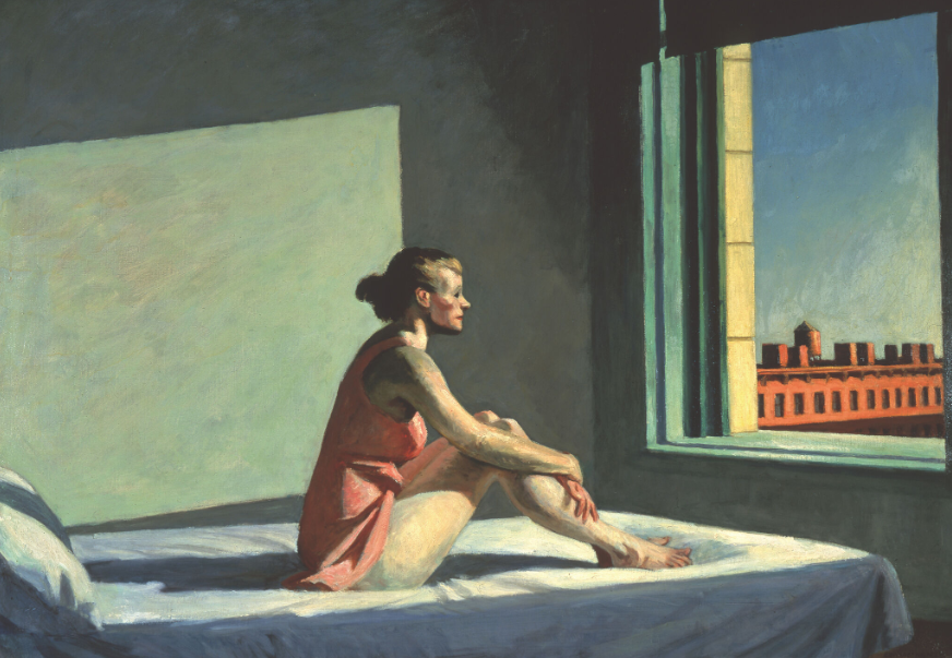 미국 사실주의 화가 에드워드 호퍼의 ‘아침 해’(1952). 거부 민감성이 높은 실험참가자들은 도시인의 외로움과 고립을 표현한 호퍼의 작품들을 보자, 각성 된 신체 반응을 보였다. 휘트니 미술관