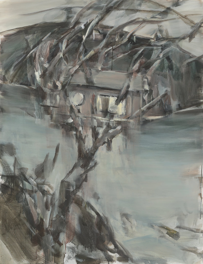 장재민, 기울어진 집, 2023년, 캔버스에 아크릴릭 구아슈, 145×112cm. 학고재 제공