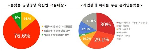 소상공인연합회가 발표한 플랫폼법 제정 관련 소상공인 실태조사 결과.(소상공인연합회 제공)