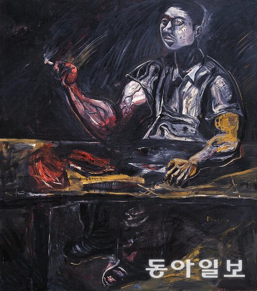 장언리, 정육점 (1) (Meat Market (1)), 1997년, Oil on canvas, 169.7 x 149.7 cm © Zhang Enli, Courtesy the artist.
