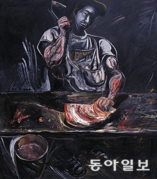 장언리, 정육점 (2) (Meat Market (2)), 1997년, Oil on canvas, 169.9 x 149.8 cm © Zhang Enli, Courtesy the artist.