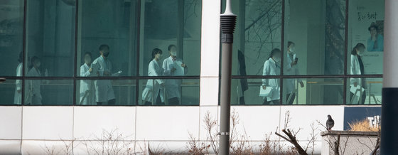 13일 서울의 한 대형 종합병원에서 의료진이 발걸음을 옮기고 있다. 2024.2.13/뉴스1