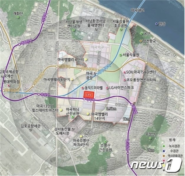 서울 강서구 마곡도시개발사업구역 내 특별계획구역(CP4) 위치도(서울시 제공)