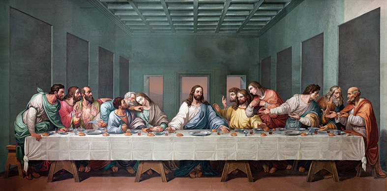 르네상스 시대부터 수많은 화가들은 예수 그리스도가 십자가에 못박히기 전날 밤 유월절을 지키며 제자들과 성만찬 예식을 하는 장면을 ‘최후의 만찬’이란 제목으로 묘사했다. 거장 레오나르도 다빈치의 작품이 가장 유명하다.
