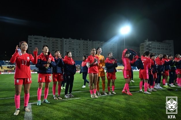 포르투갈에 1-5로 완패한 여자축구대표팀.(대한축구협회 제공)
