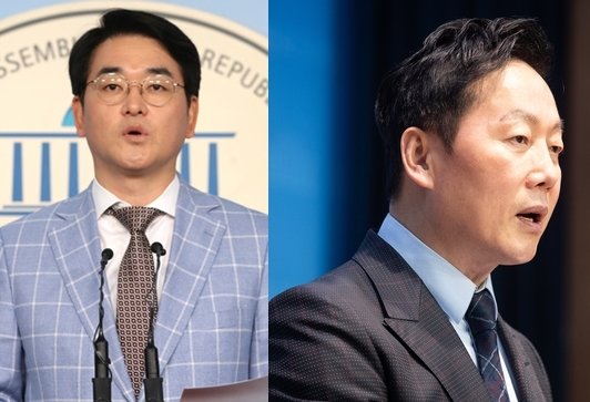 더불어민주당 서울 강북을 경선 결선에 진출한 박용진 의원(왼쪽)과 정봉주 예비 후보. ⓒ 뉴스1