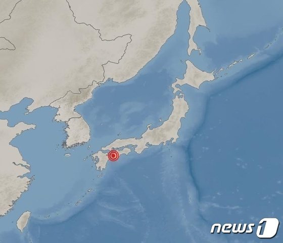 17일 오후 일본 오이타현 오이타시 동쪽 해역에서 규모 6.6 지진이 발생했다. (기상청 제공)