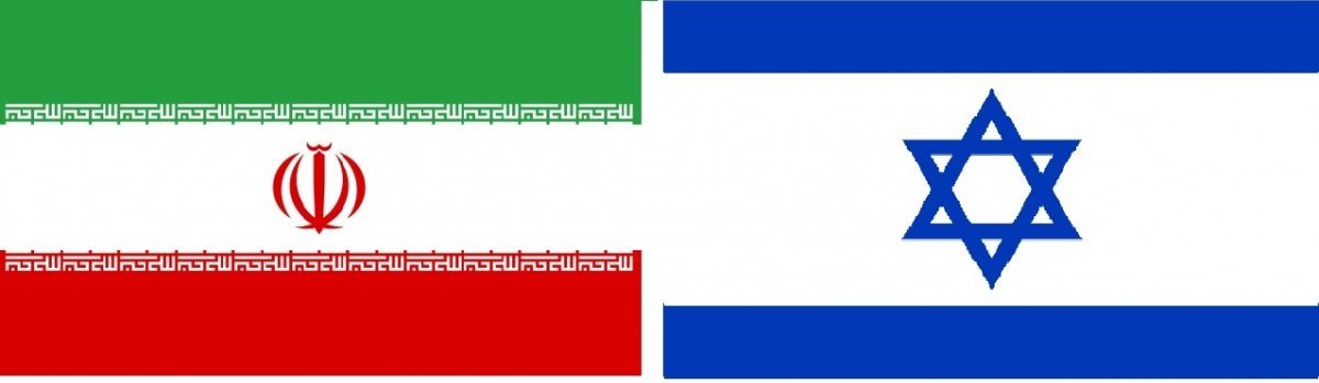 이란(왼쪽)과 이스라엘 국기.