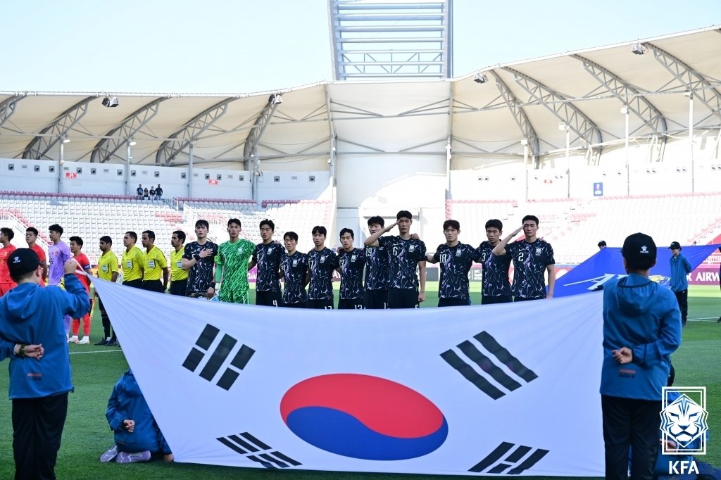 중국과 조별리그 2차전을 가진 23세 이하 올림픽 축구대표팀. (대한축구협회 제공)