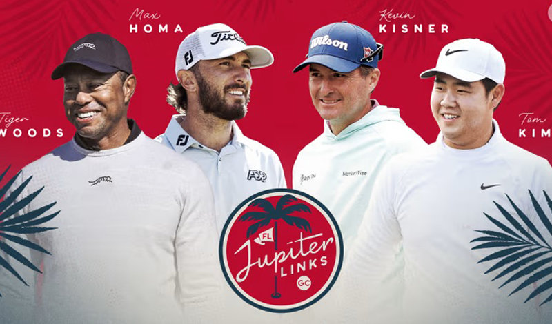 Tiger Woods, Max Homa, Kevin Kisner, and Kim Joo-hyung (from left) will compete as a team in TGL, a screen golf league that will be launched in January 2025. Photo source: TGL website