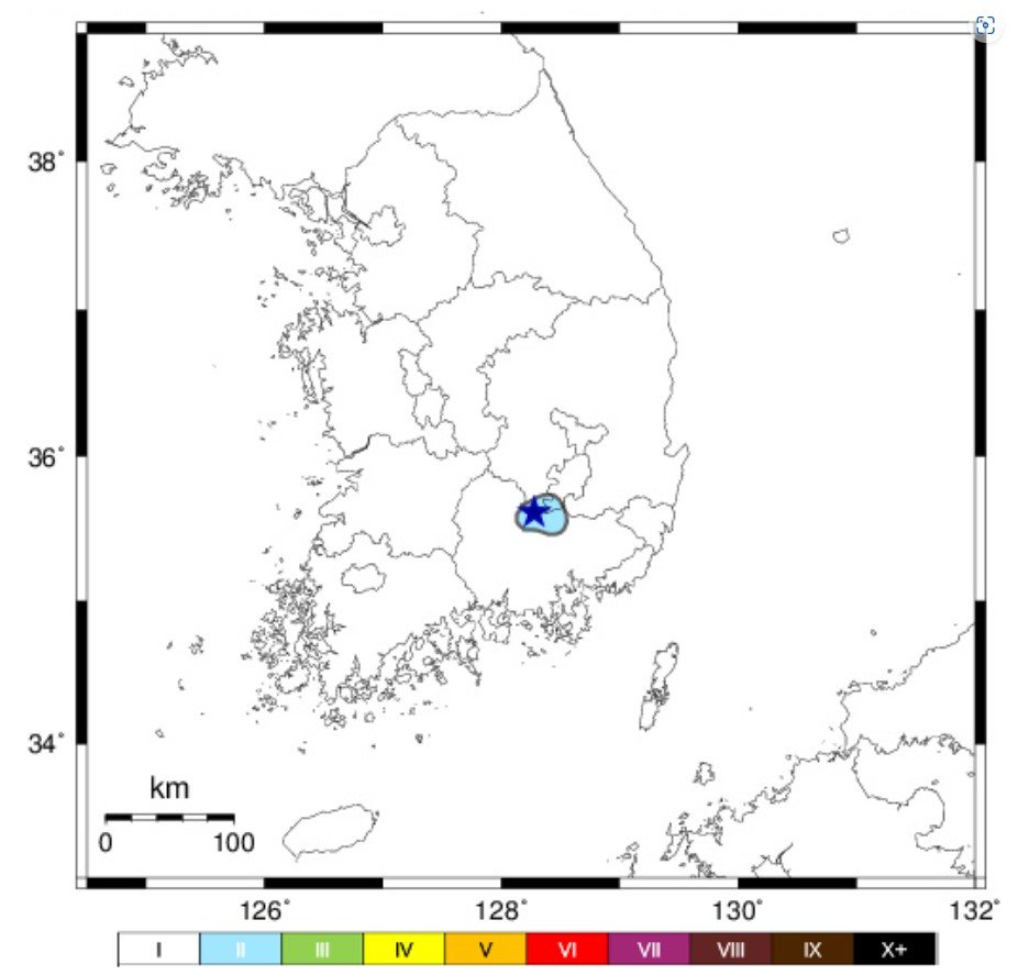 경남 합천 동북동쪽 11㎞ 지점서 규모 2.2 지진