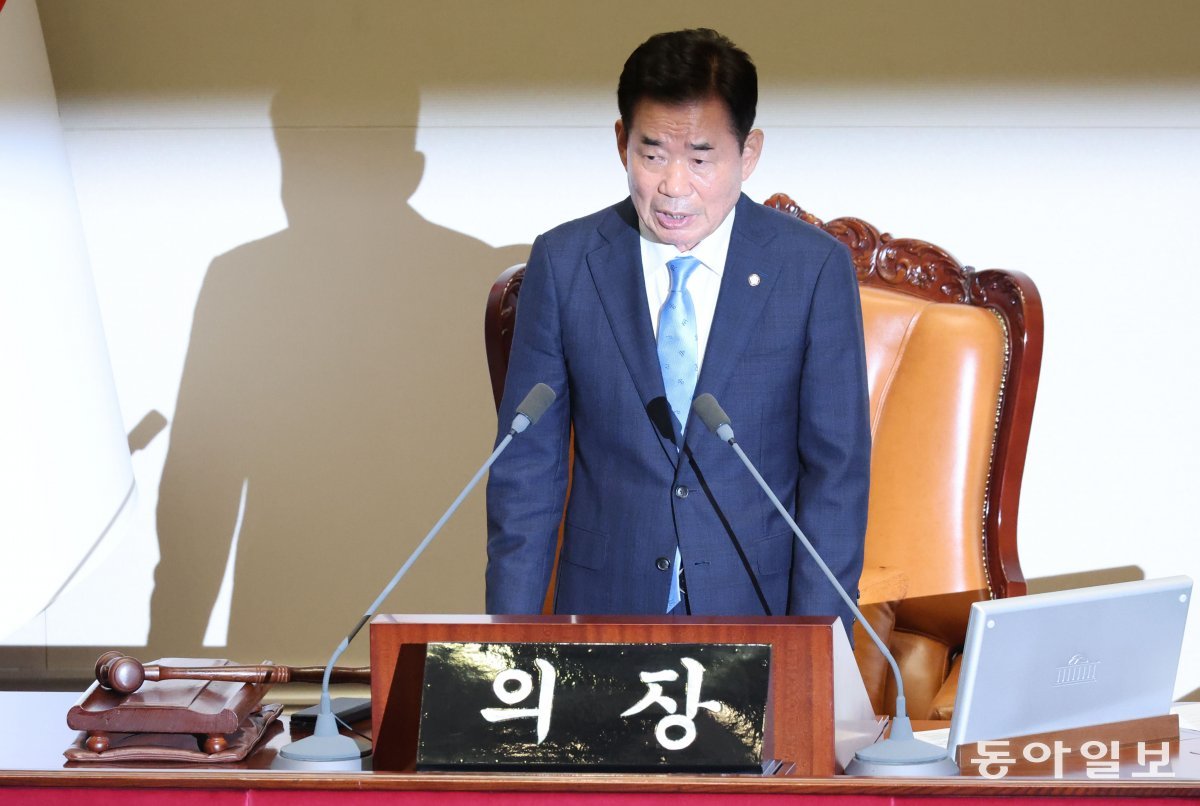 2일 김진표 국회의장이 채상병 특검법을 이날 본회의에서 처리하겠다고 밝히고 있다. 박형기 기자 oneshot@donga.com