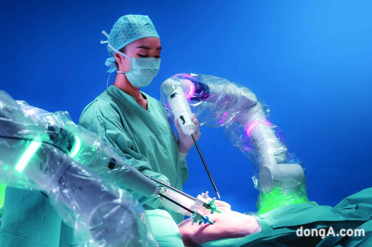 CMR Versius surgical robot being used for surgery.