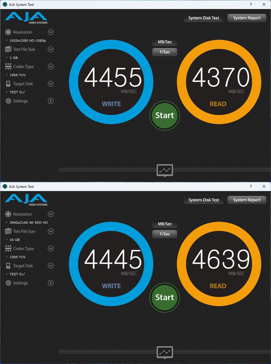 WD_BLACK SN770M의 AJA 시스템 테스트 결과. / 출처=IT동아