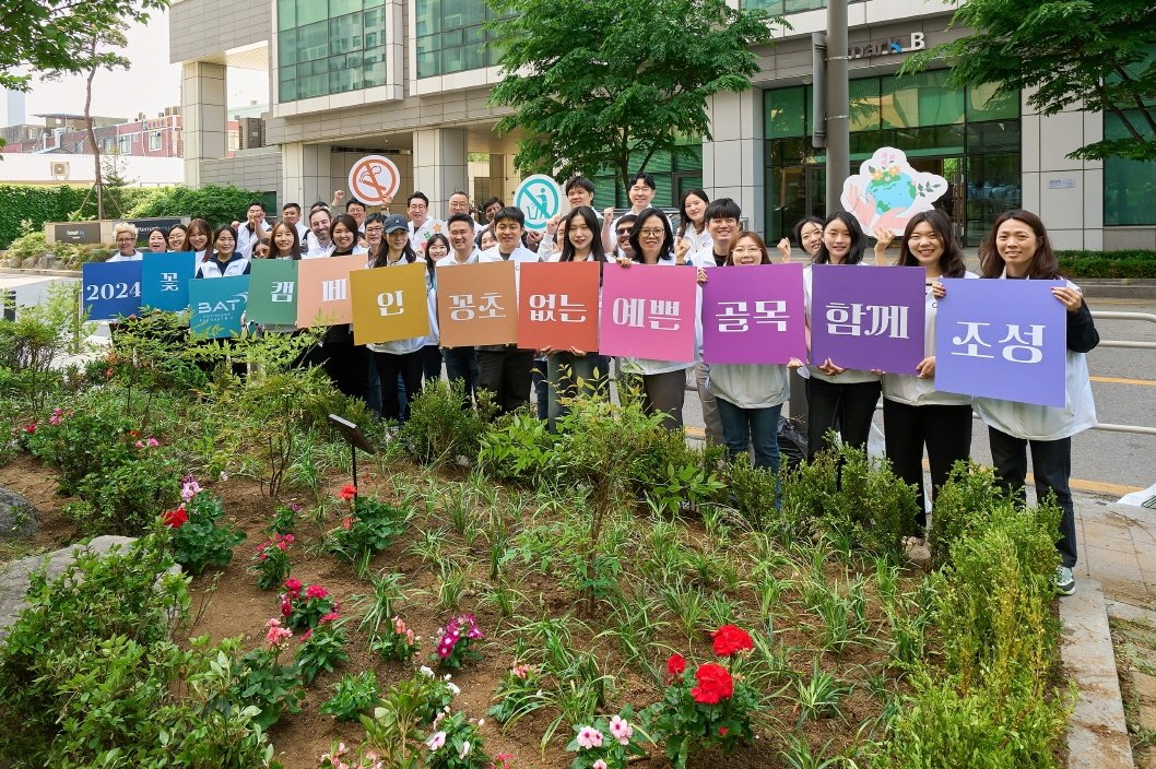 BAT로스만스 임직원들이 9일 ‘꽃밭(꽃BAT) 캠페인’을 통해 담배꽁초와 쓰레기로 가득했던 서울 중구 골목길 4곳을 생기 넘치는 봄 꽃밭으로 변화시켰다. ‘꽃밭(꽃BAT) 캠페인’은 쓰레기 및 담배꽁초 무단 투기가 많은 지역을 대상으로 화단을 만들어 깨끗한 도시 환경을 조성하는 ESG 캠페인이다. BAT로스만스 제공