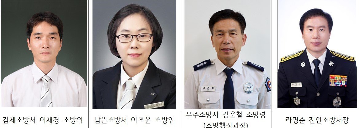 휴일 아침 운동을 하던 전북지역 소방대원들이 테니스장에서 운동 후 휴식하던 중 심정지로 쓰러진 70대 남성을 심폐소생술로 구했다. (전북소방 제공)