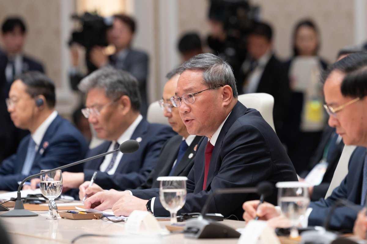 리창 중국 총리가 27일 청와대 영빈관에서 열린 한·중·일 정상회의에서 발언을 하고 있다. (대통령실 제공) 2024.5.27. 뉴스1