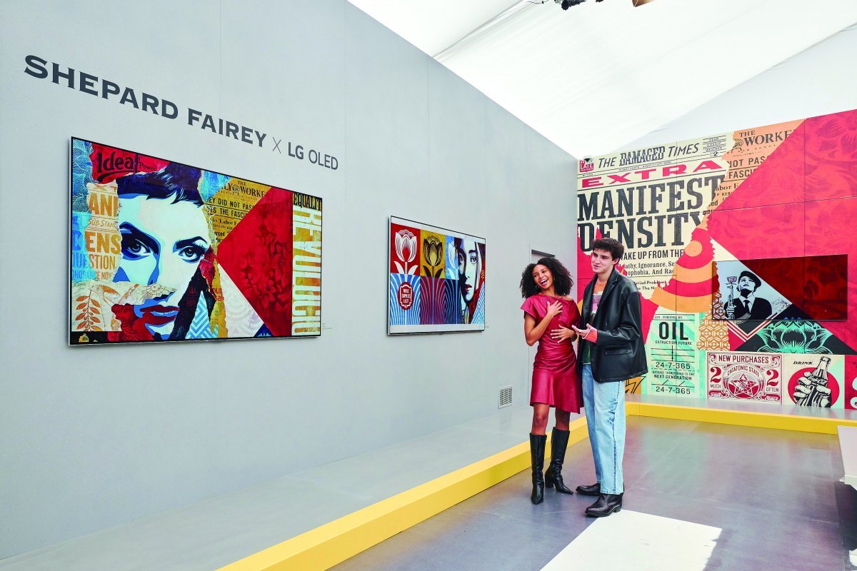 LG 올레드 TV가 ‘프리즈 LA’에서 세계적인 그라피티 아티스트 셰퍼드 페어리의 작품을 표현했다.