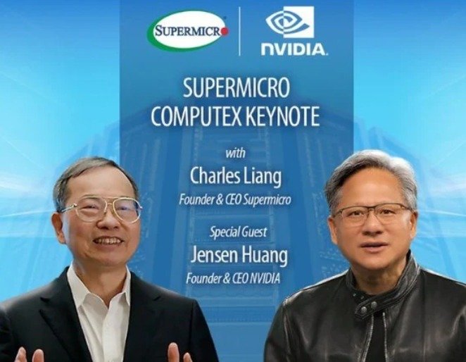 찰리 량 슈퍼 마이크로 CEO(왼쪽)와 젠슨 황 엔비디아 CEO - 회사 홈피 갈무리