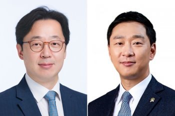 김민영 동아쏘시오홀딩스 사장(왼쪽)과 정재훈 동아ST 사장.