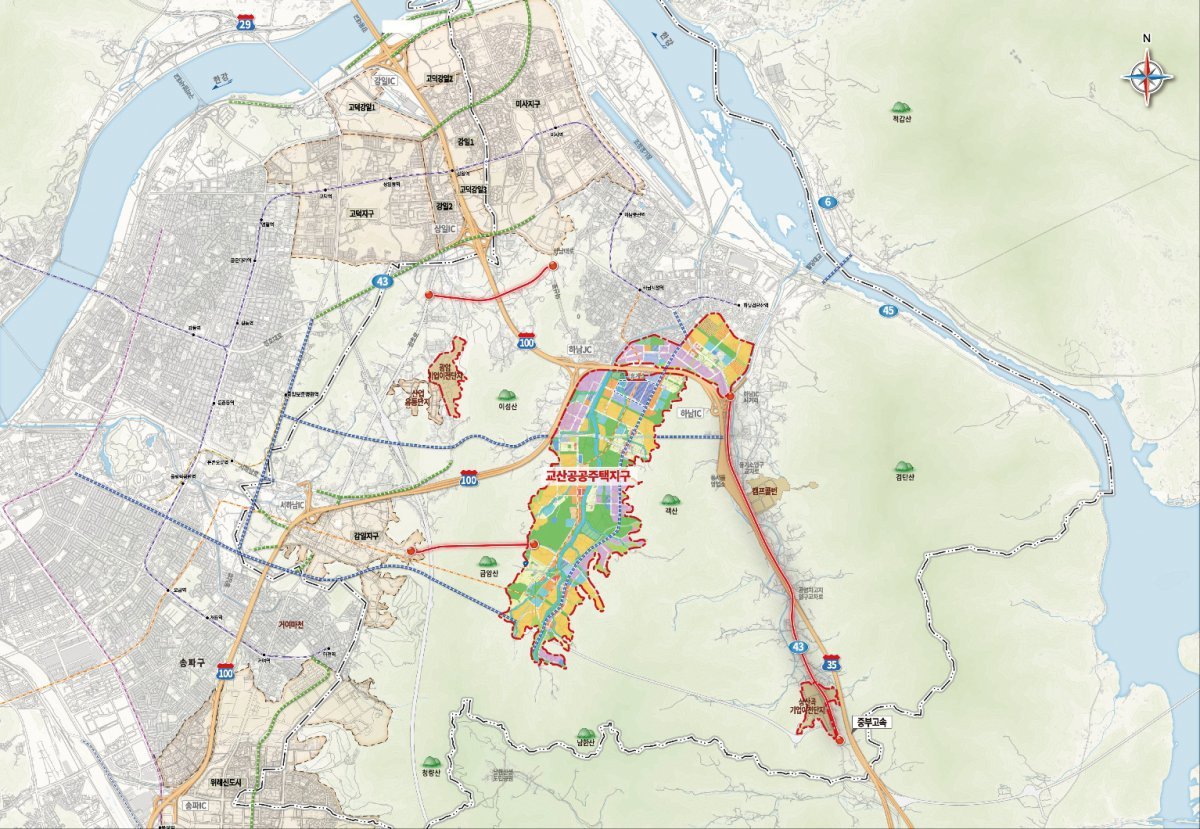 2028년까지 631만4049㎡(약 191만 평) 부지에 주택 3만 8000채가 들어서는 하남교산지구 위치도. 경기주택도시공사(GH) 제공