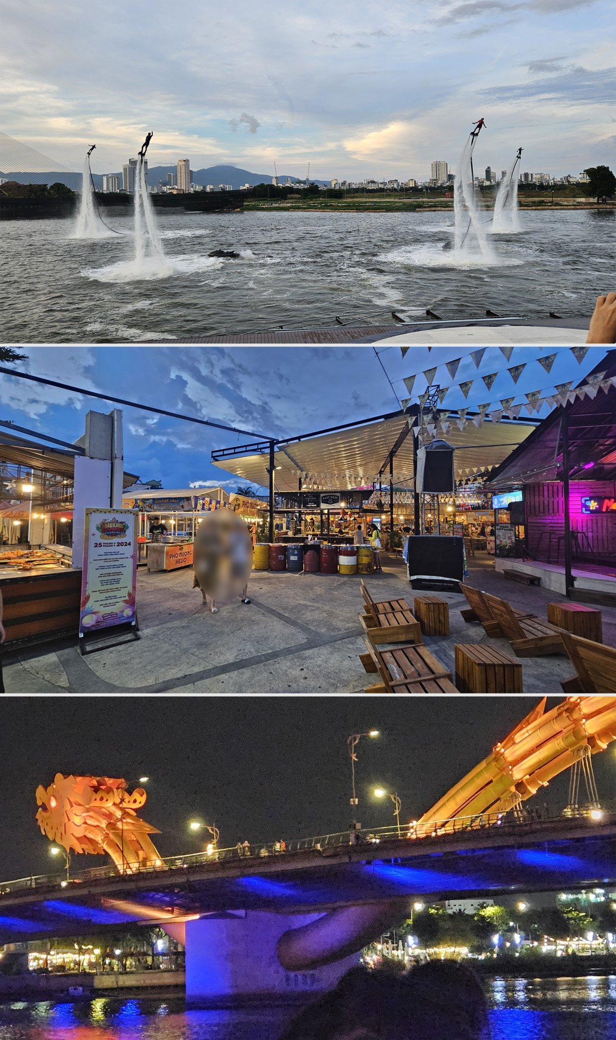 Awaken River Show (top), a water show at Sun World Asia Park in Danang, a view of Helio Night Market (middle), and the famous Dragon Bridge on the Han River. Reporter Hyun-Jeong Choi, Donga.com phoebe@donga.com