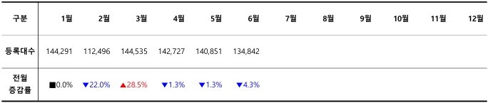 2024 월별 신차 등록 대수 / 출처=카이즈유데이터연구소