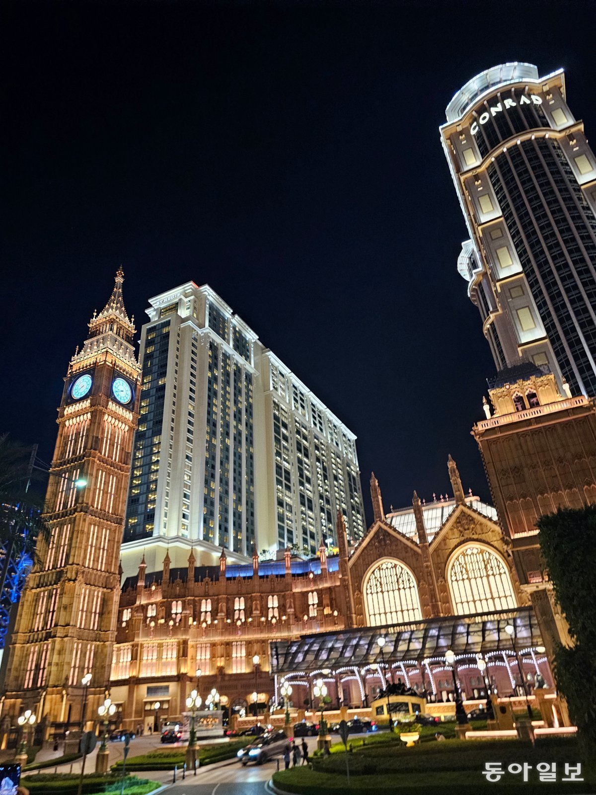 A night view of the Big Ben sculpture at the Londoner Hotel, which opened last year.