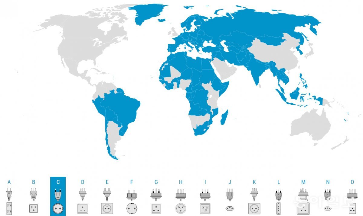세계 주요 나라들이 쓰는 소켓의 모양 / 출처=IEC 홈페이지