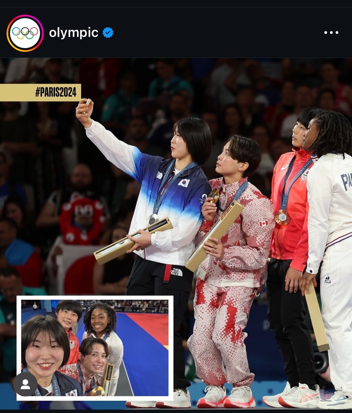 IOC가 공식 인스타그램에 공개한 허미미의 시상대 셀피 원본 사진.(IOC 공식 인스타그램 갈무리)