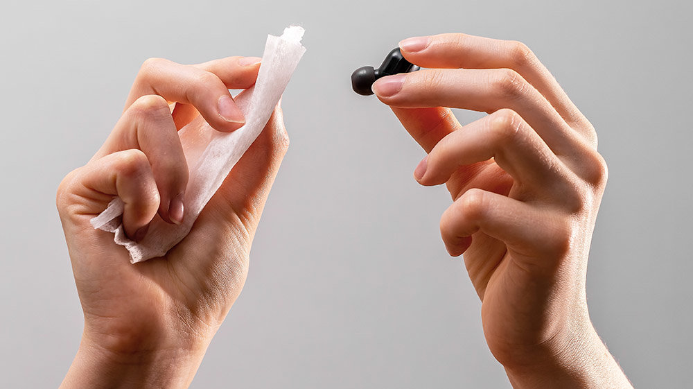 Eartips and earphones should be cleaned regularly and kept clean. Source = Shutterstock