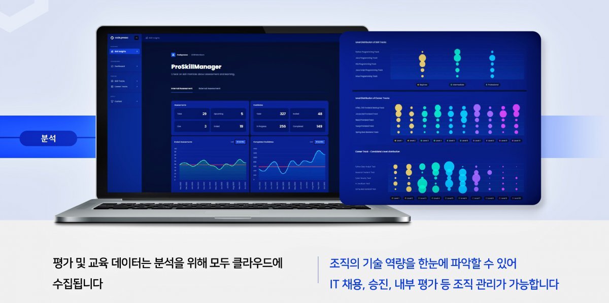 인재 평가 후 측정된 역량 데이터를 분석, 모니터링하는 모습 / 출처=코드프레소
