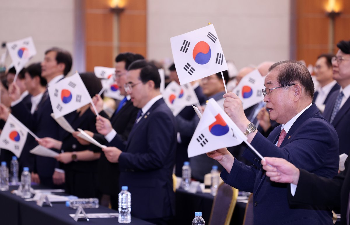 제79주년 광복절인 15일 서울 용산구 백범김구기념관에서 광복회가 주최한 기념식. 김형석 신임 독립기념관장의 역사관을 둘러싼 갈등으로 광복회 등이 별도로 광복절 기념식을 열었다.   동아일보DB