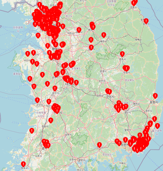 딥페이크 피해학교 지도 누리집 갈무리