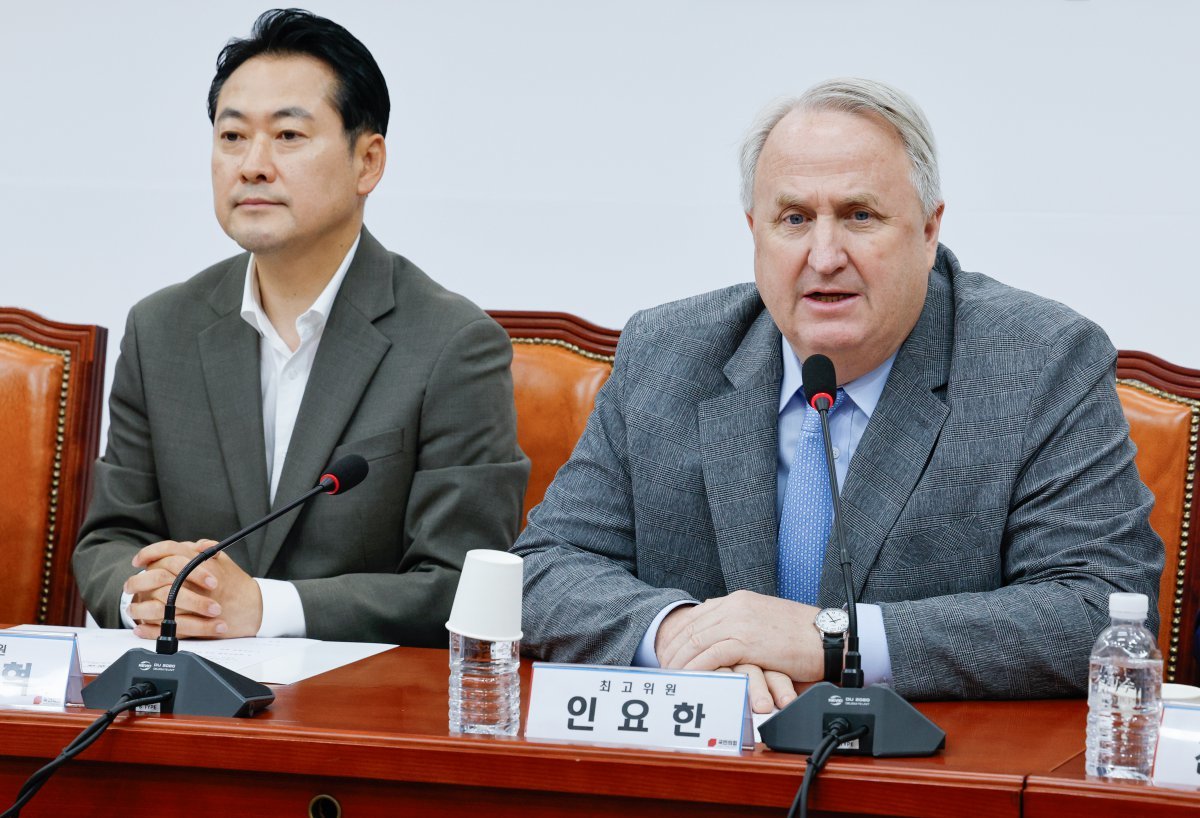 인요한 국민의힘 최고위원이 25일 오전 서울 여의도 국회에서 열린 첫 최고위원회의에 참석해 발언하고 있다. 2024.7.25/뉴스1