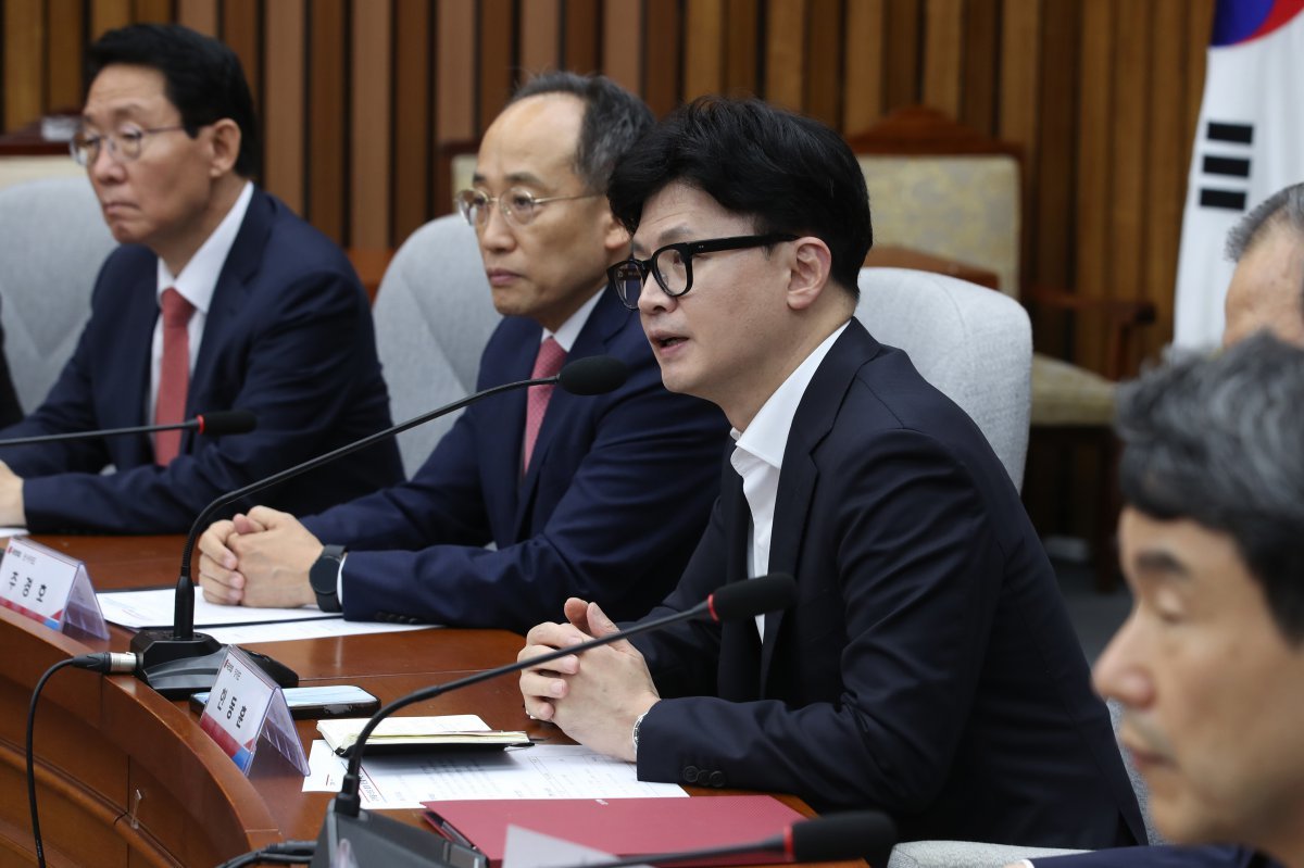 한동훈 국민의힘 대표가 12일 오후 서울 여의도 국회에서 열린 지역·필수의료체계 개선을 위한 당정협의회에 참석해 발언하고 있다.2024.9.12/뉴스1