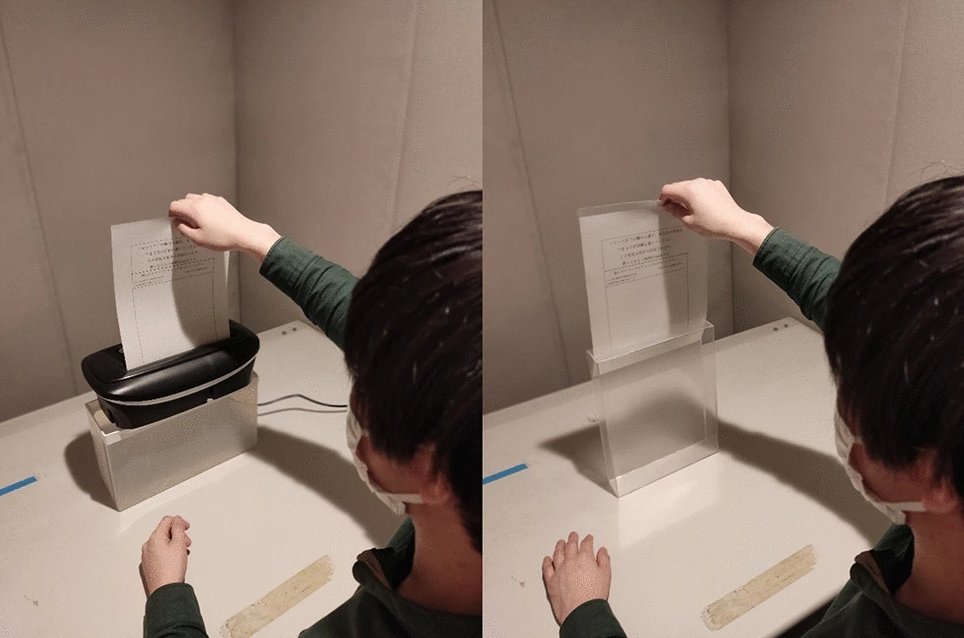 On the left is a scene where paper is shredded, and on the right is a scene where paper is stored in a plastic container. When the paper with the reason for the anger was thrown into the trash or shredded, the anger disappeared along with it. Scientific Reports